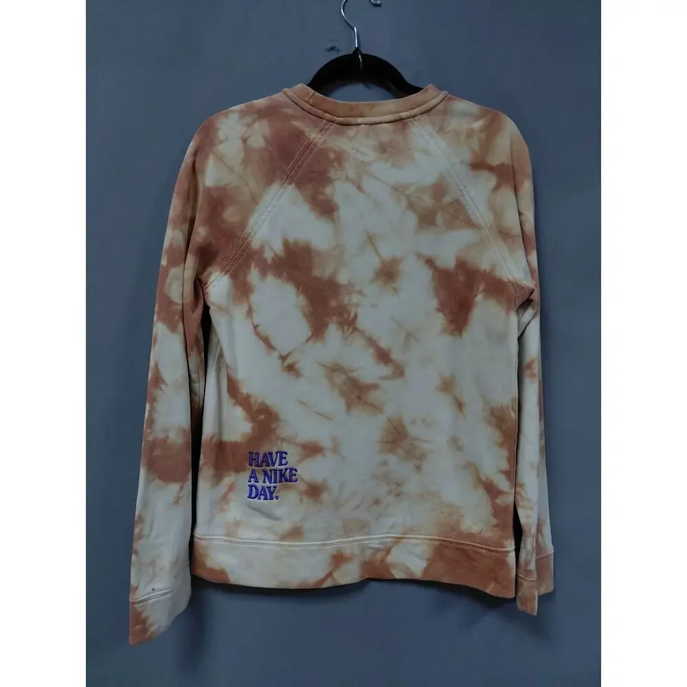 Nike Tie Dye Brown Sweatshirt Long Sleeve Crew Neck Men Size XL